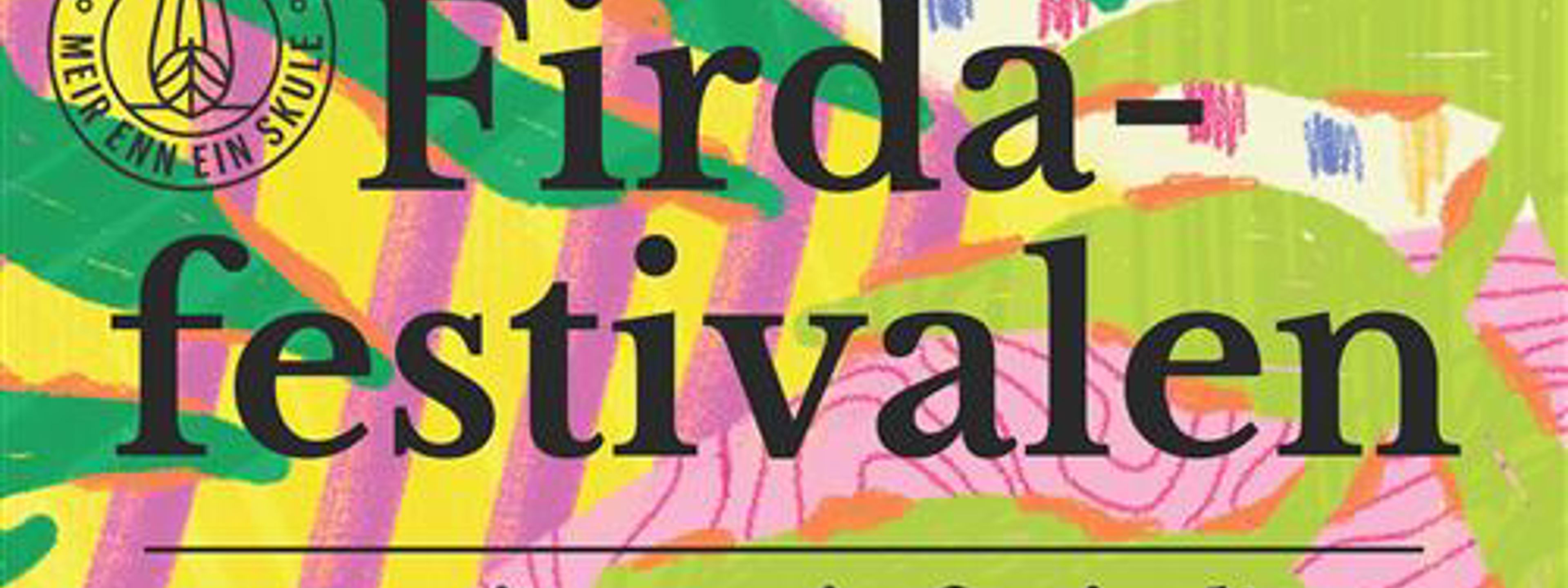Banneret til Firdefestivalen med fargerik bakgrunn