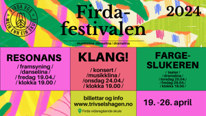 Plakat med informasjon om framsyningane under Firdafestivalen